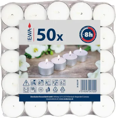 Produktbild von Teelichter 50er-Pack weiß 8 h
