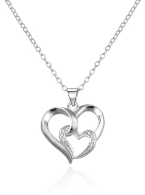 Immagine prodotto di Collana in argento con ciondolo doppio cuore AGT-N027W ( Collana, ciondolo)