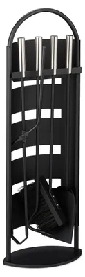 Productafbeelding van Relaxdays kachelaccessoires, 5-delige set, bestaande uit: haak voor hout, asbakschep, borstel en tang