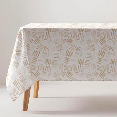 Produktbild von Wischtischdecke aus Baumwolle Fleckenabweisend Geometrisch Elegant 140x140 cm Weiß