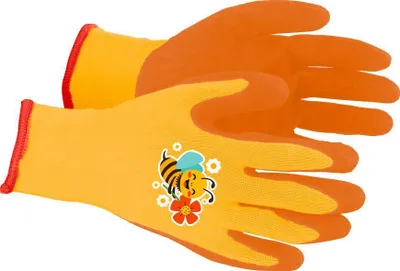 Produktbild von Handschuhe Strend Pro, Kinderhandschuhe, Mädchen, mit Biene, orange, Gartenhandschuhe, mit Blister, Größe 4