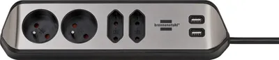 Zdjęcie produktu dla brennenstuhl®estilo Listwa zasilająca narożna 4 gniazda + 2xUSB 2m; 1153594410
