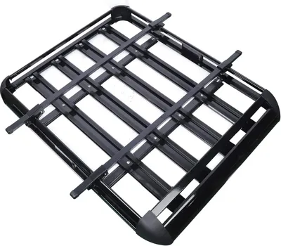 Zdjęcie produktu dla Bagażnik dachowy na samochód - Uniwersalny kosz bagażowy - Aluminium - Duża platforma bagażowa - Udźwig 68 kg - Czarny