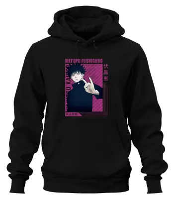 Obrázok produktu pre Jujutsu Kaisen Megumi Fushiguro Anime estetika Fanúšikovia darček Vintage Uni mikina s kapucňou, čierna, XXL