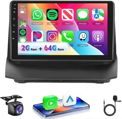 Zdjęcie produktu dla Radio samochodowe 2G+64G Android 15 do Ford Fiesta 2009-2014, 9-calowy ekran dotykowy HD 2.5D, radio samochodowe z bezprzewodowym Carplay, Android Auto, GPS, Wi-Fi, USB, Bluetooth, FM, RDS oraz kamerą cofania
