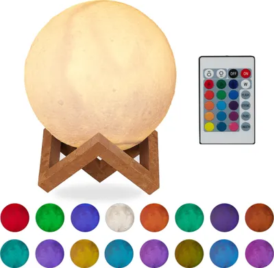 Produktbild von relaxdays Mondlampe 3D Tischlampe weiß