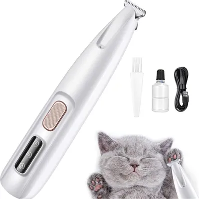 Produktbild von Pfotentrimmer, Tierhaarschneider, Kabellos Haustier Rasierer, Hundeschermaschine, Hundepfotentrimmer, für Hunde, Katzen, Pfoten, Augen