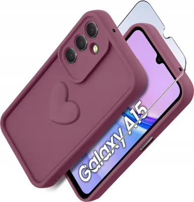 Immagine prodotto di Custodia in silicone opaco con motivo a cuore per Samsung A15 5G + vetro protettivo per lo schermo, durezza 9H