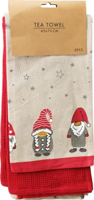 Produktbild von Set Baumwoll-Küchentücher mit Wichtelmotiv, 45×70 cm, 2 Stück