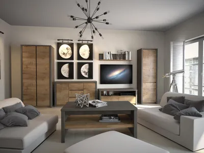 Produktbild von Wohnwand Wohnzimmer Set Vitrine Lowboard Wandregal tv Tisch 6 tlg.