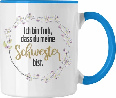 Produktbild von Trendation - Beste Schwester Tasse Spruch Geschenkidee Geburtstag Schwester von Schwester (Blau)