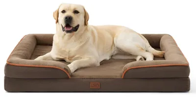 Image de Panier orthopédique pour chien avec bordure surélevée, 114x81 cm, couleur marron
