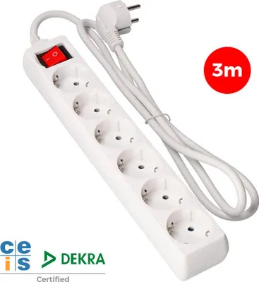 Image de Multiprise 6 Schuko Edm Multiprise 6 Prises Schuko Avec Interrupteur - Edm