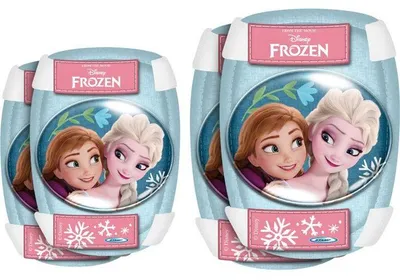 Produktbild von Knieschoner und Ellbogenschoner Set , Disney Die Eiskönigin, Einheitsgröße, Elastische Riemen, Klettverschluss, Blau