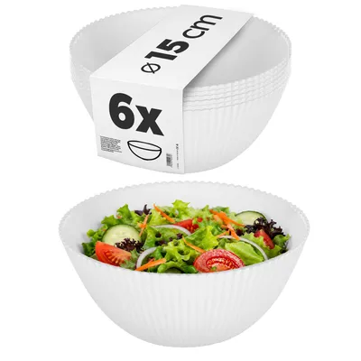 Imagen del producto de KADAX, juego de 6 cuencos para ensalada de 15 cm, cuencos blancos de vidrio opal, ideales como cuencos para cereales, sopas, ensaladas, postres o para servir (blanco)