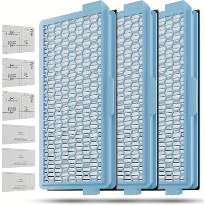 Image de lot de 3 filtres HEPA compatibles avec Miele Compact C1, C2, Complete C2, C3, S8340 - y compris 3x filtres moteur & 3x filtres Air Clean - Pour série S4000-S8000