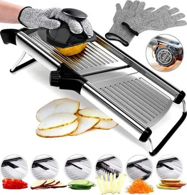 Produktbild von RVS Mandoline Slicer mit 6 Einstellmöglichkeiten für Gemüse, Fleisch und Käse