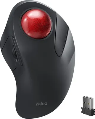 Produktbild von Kabellose Trackball-Maus,Ergonomisch & Wiederaufladbar,Zeigefingersteuerung,5-stufig DPI (1600-4800),3 Geräte via BT/USB Für PC/Mac/Tablets