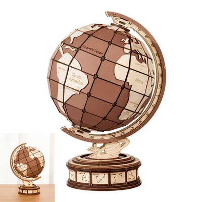 Produktbild von 3D-Puzzles, 3D-Puzzle Globus, Holzpuzzle, Handgefertigtes Bausteinspielzeug für Kinder, Lernspielzeug, 277 Teile, für Erwachsene und Kinder