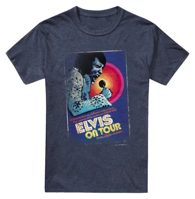 Image de T-shirt Elvis Presley - « On Tour » pour homme/femme (unie), chiné TV33212 (M) (bleu marine)