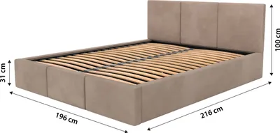Produktbild von Muralo POLSTERBETT für Schlafzimmer Polsterbett mit Bettkasten und Gasdruckfeder Bett mit Polsterkopfteil Doppelbett 180x200 Bett mit Stauraum Beige