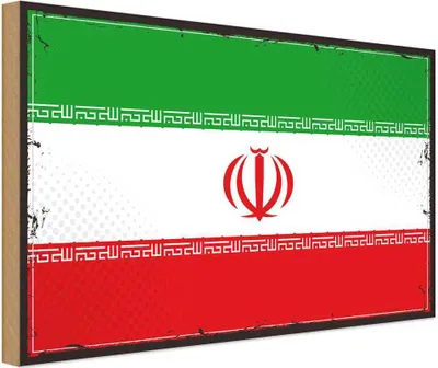 Produktbild von vianmo Holzschild 20x30 cm Iran Flagge Fahne Wappen