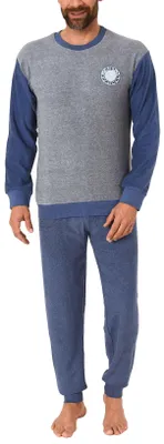 Produktbild von Langer Herren Frottee Pyjama, Schlafanzug mit Bündchen - 291 101 13 574 ; grau-melange , 52