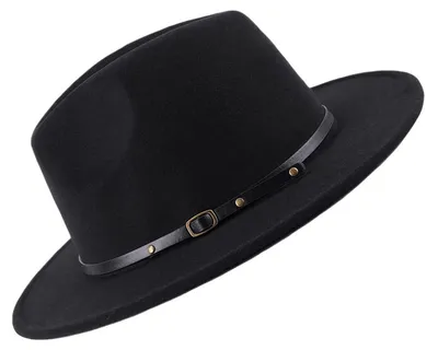 Produktbild von Fedora Hut Uni Verstellbar Breite Krempe Wollmischung Schwarz 56-58 cm