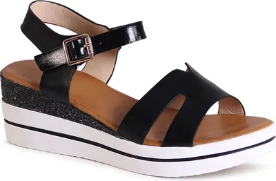 Produktbild von topschuhe24 2785 Damen Keilabsatz Sandalen Glitzer Sandaletten, Farbe:Schwarz, Größe:38 EU