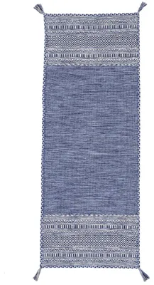 Produktbild von Flachgewebeteppich Kelim Azizi Läufer blau 80x500 cm | Moderner Teppich für Wohn- und Schlafzimmer