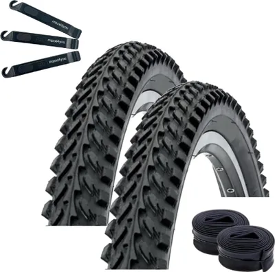 Image de Offre-Set / 2 x Kenda K-898 20" MTB pneus vélo noir 50-406 (20 x 2.00) + 2 chambres à air correspondantes AV y compris démonte-pneu maxxi4you