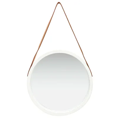 Produktbild von vidaXL Wandspiegel mit Gürtel 50 cm Weiß