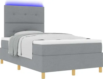 Produktbild von Boxspringbett mit Matratze Hellgrau 120 x 200 cm Stoff