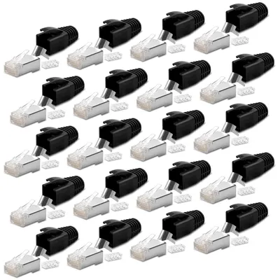 Produktbild von 20x Netzwerk Stecker CAT 7 CAT6A RJ45 LAN Netzwerkstecker vergoldet Crimpstecker