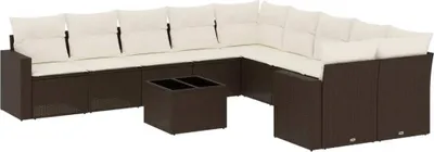 Immagine prodotto di vidaXL Set di divani da giardino a 11 pezzi con cuscini in polirattan marrone