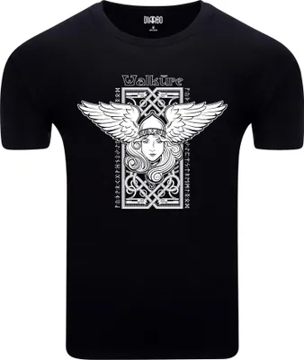 Produktbild von Diarbo Herren T-Shirt mit Wikinger Druck Walküre Schwarz Gr.M
