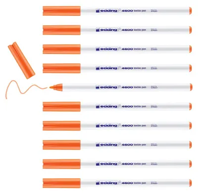 Produktbild von edding 4600 Textilstift - neon-orange - 10 Stück - Rundspitze 1 mm - Textilstift