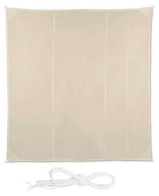 Image de Tente d'ombrage carrée Relaxdays, hydrofuge, protection UV, avec cordes de tension, pour terrasse ou balcon, L x P 5 x 5 m, beige