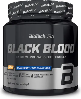 Image de PreWorkout - Biotech USA - Black Blood NOX+ (330g) - Saveur Myrtille et Citron