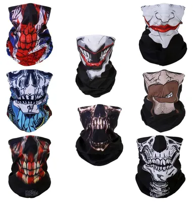 Produktbild von 8x Gesichtsmaske Motorradmaske Sportmaske Sturmmaske Skull Clown Face Mask Polyester 50x25cm