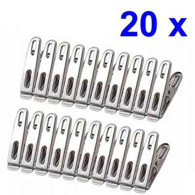 Produktbild von 20x Edelstahl Wäscheklammern Metall Robust Wäsche Klammern Stabil Kleider Deko