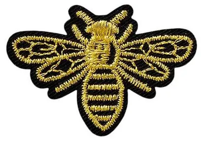 Obrázek produktu pro Bee, Gold - nášivka, nažehlovací, nažehlovací obrázek, nášivka, záplata, k nažehlení, velikost: 4 x 2,9 cm