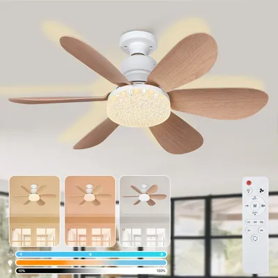 Obrázok produktu pre 40W 52CM stropný ventilátor s osvetlením, LED stropné svetlo s ventilátorom, 3 úrovne vetra, 3 režimy, časovač, tichá lampa s ventilátorom v spálni