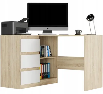 Obrázek produktu pro Psací stůl rohový 112cm 3 zásuvky police FRAMIRE N-4L mix sonoma
