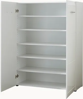 Produktbild von Kommode "402" in weiss mit 2 Türen und 5 Einlegeböden. Abmessungen (BxHxT) 90x120x36 cm