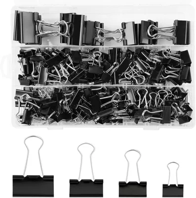 Obrázok produktu pre Sponky do papiera 170 kusov, čierna, 15 mm / 19 mm / 25 mm / 32 mm, kov, pre kanceláriu