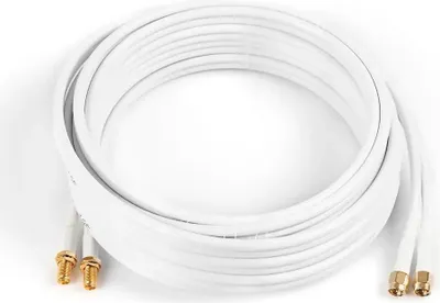 Imagen del producto de Cable coaxial de doble trenzado, 5 metros, HDF195, color blanco, conector SMA (macho) a SMA (hembra)