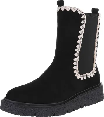 Produktbild von Ital-Design Damen Stiefeletten Keilstiefeletten  Wildlederoptik Flache Stiefeletten 88460363 Schwarz Gr.  39