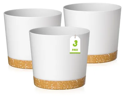 Productafbeelding van Omgoods - Set van 3 Witte Plantenpotten met Afvoergaatjes