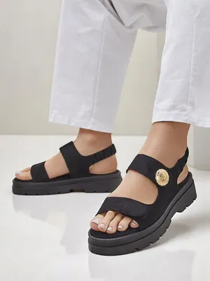 Zdjęcie produktu dla Sandały damskie Royalfashion Anthea Nero – czarny zamsz, platforma 5 cm, rozmiar 41
